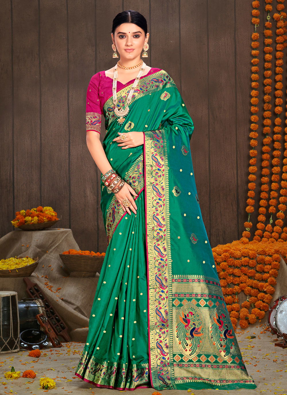 Sangam Sarika Paithani Silk Wholesale Wedding Wear Saree Catalog
